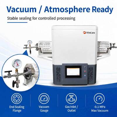 TENCAN TC-12NT 1600°C Max Temperature Vacuum Tube Furnace with High-Purity Quartz Tube and Programmable Temperature Control