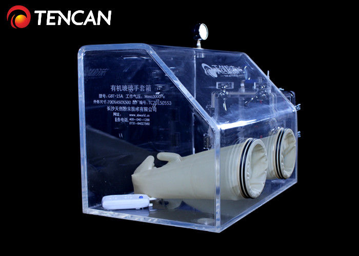 30mm Pump Vacuum Lab Transparent Glove Box 500mm Water Oxygen Removal