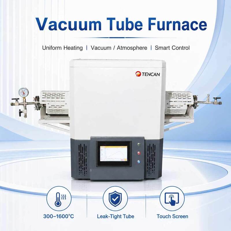 TENCAN TC-12NT 1600°C Max Temperature Vacuum Tube Furnace with High-Purity Quartz Tube and Programmable Temperature Control