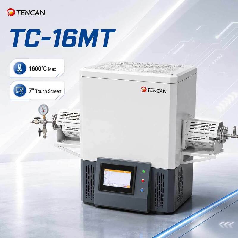 TENCAN MoSi2 Heating 1600C Vacuum Tube Furnace TC-16MT B Type Thermocouple Split Lab Oven 30-Segment Programmable Advanced